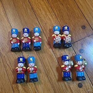 Vintage 80s Toy Soldier Hand Painted Ornaments Colorful Set Of 9 Signed